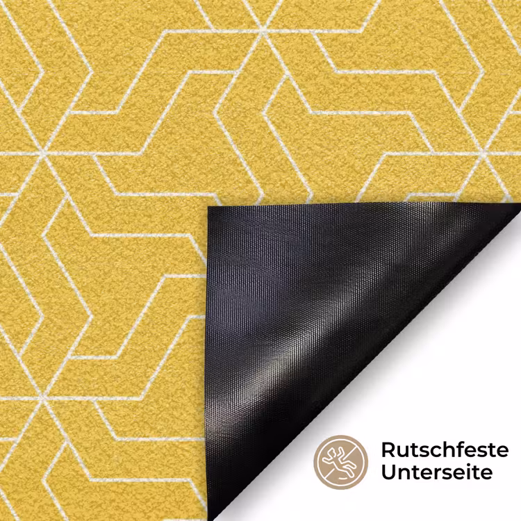 Wit - Geel - Patroon - Geometrisch Deurmat klein 898 -antislip_DE