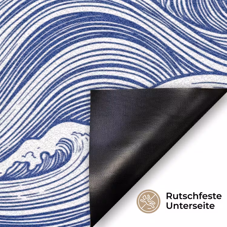 Golf - Japans - Zee - Illustratie - Blauw Deurmat klein -antislip_DE