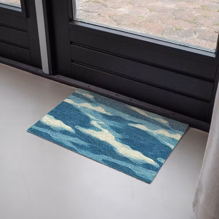Golven - Abstract - Patroon - Blauw - Wit Deurmat klein 898 -sfeer2