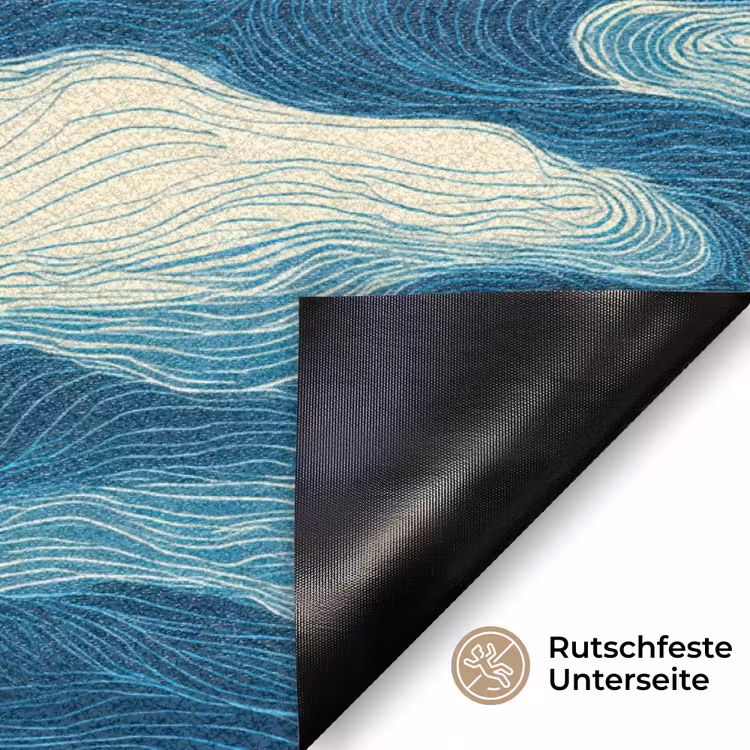 Golven - Abstract - Patroon - Blauw - Wit Deurmat klein 898 -antislip_DE