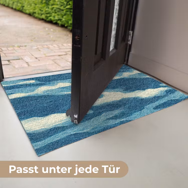 Golven - Abstract - Patroon - Blauw - Wit Deurmat klein 898 -USP_DE