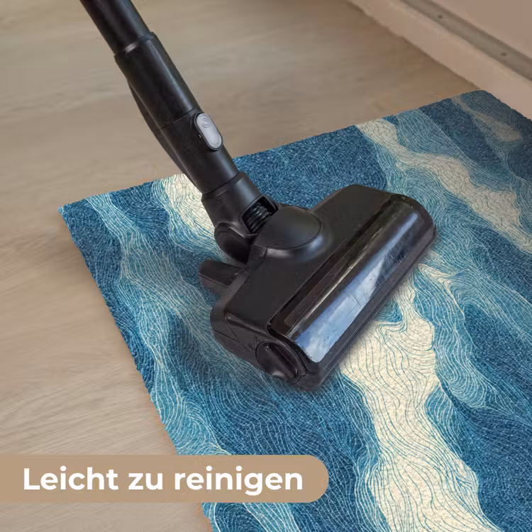 Golven - Abstract - Patroon - Blauw - Wit Deurmat klein 898 -reinigen_DE