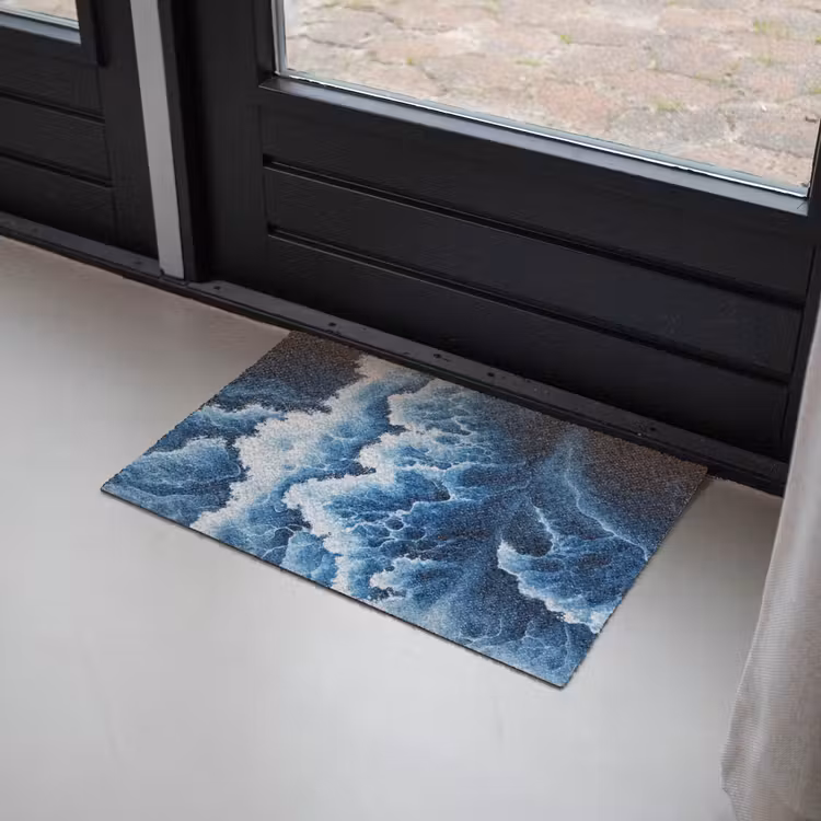 Golven - Blauw - Schuim Deurmat klein -sfeer2