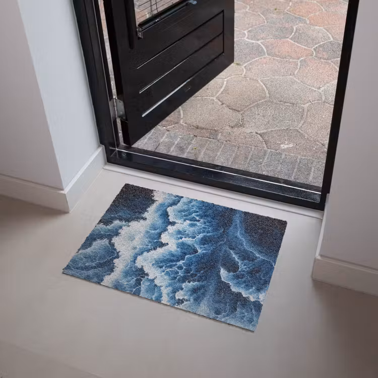 Golven - Blauw - Schuim Deurmat klein -sfeer5
