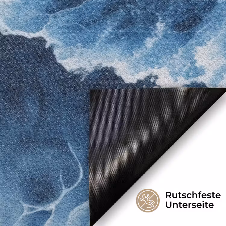 Golven - Blauw - Schuim Deurmat klein -antislip_DE