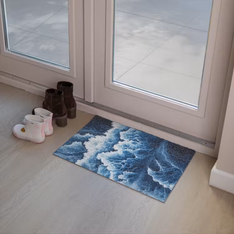 Golven - Blauw - Schuim Deurmat klein -sfeer3