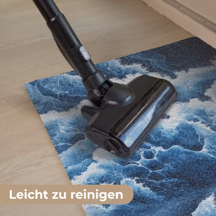 Golven - Blauw - Schuim Deurmat klein -reinigen_DE