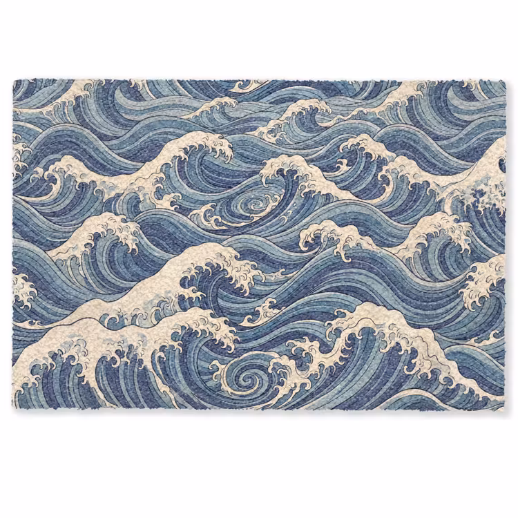 Golven - Zee - Natuur - Abstract - Blauw Deurmat klein -zkaufland3d