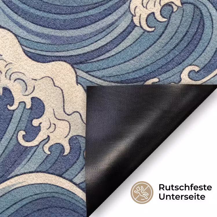 Golven - Zee - Natuur - Abstract - Blauw Deurmat klein -antislip_DE