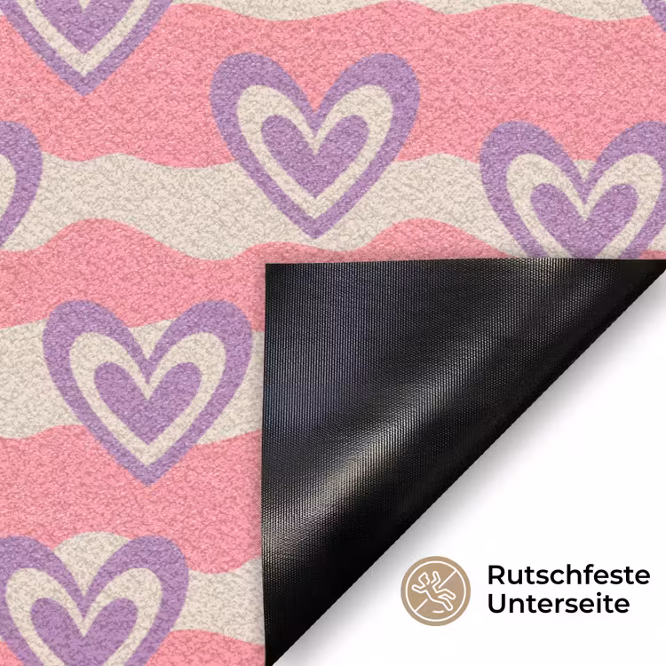 Golven - Patroon - Hartjes - Retro Deurmat klein 898 -antislip_DE