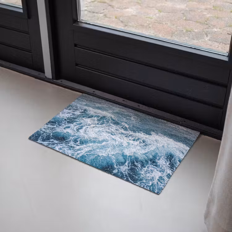 Golven - Oceaan - Blauw Deurmat klein -sfeer2