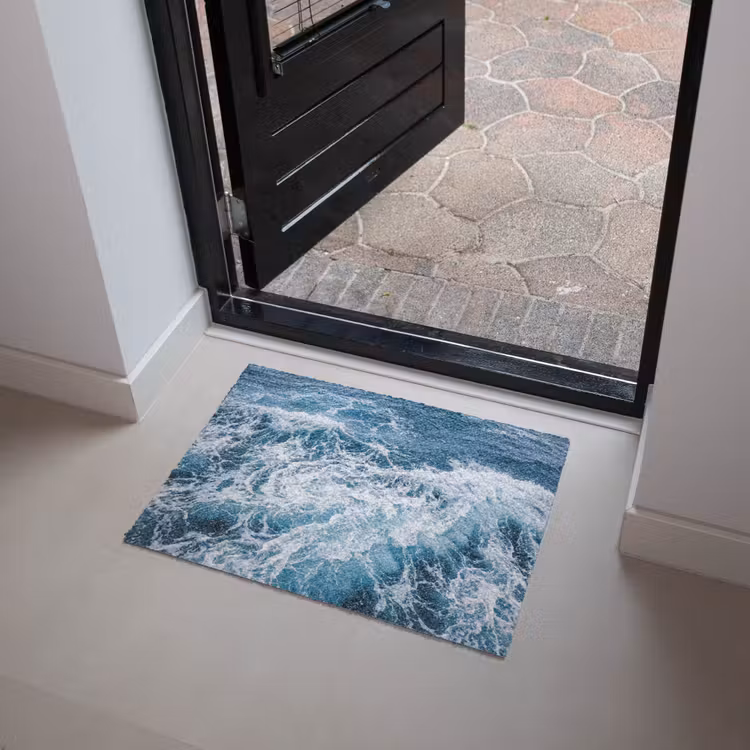 Golven - Oceaan - Blauw Deurmat klein -sfeer5