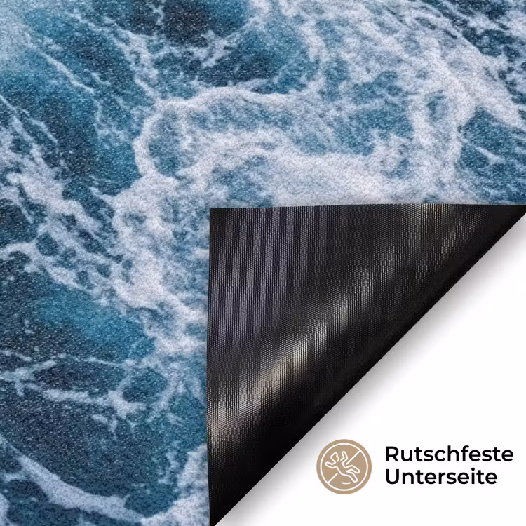 Golven - Oceaan - Blauw Deurmat klein -antislip_DE
