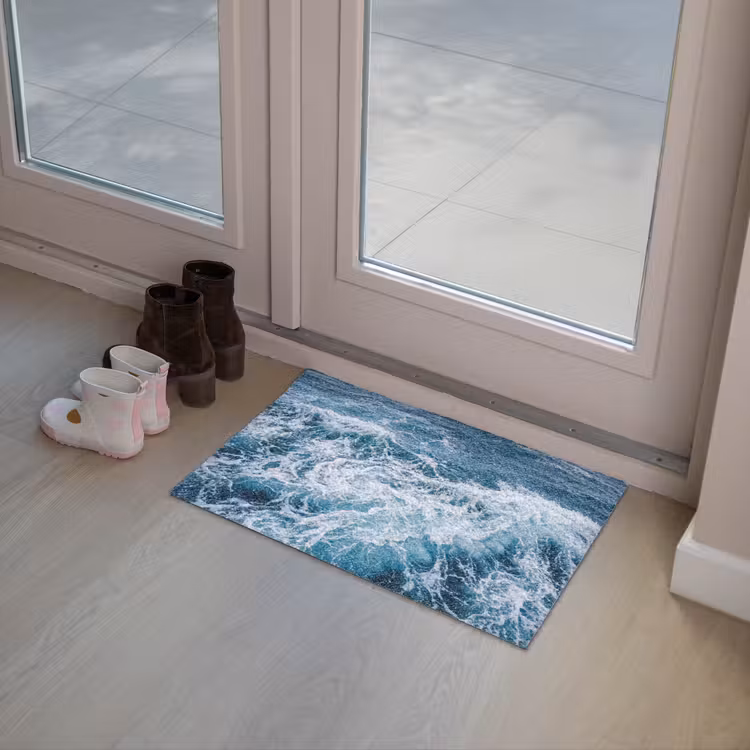 Golven - Oceaan - Blauw Deurmat klein -sfeer3