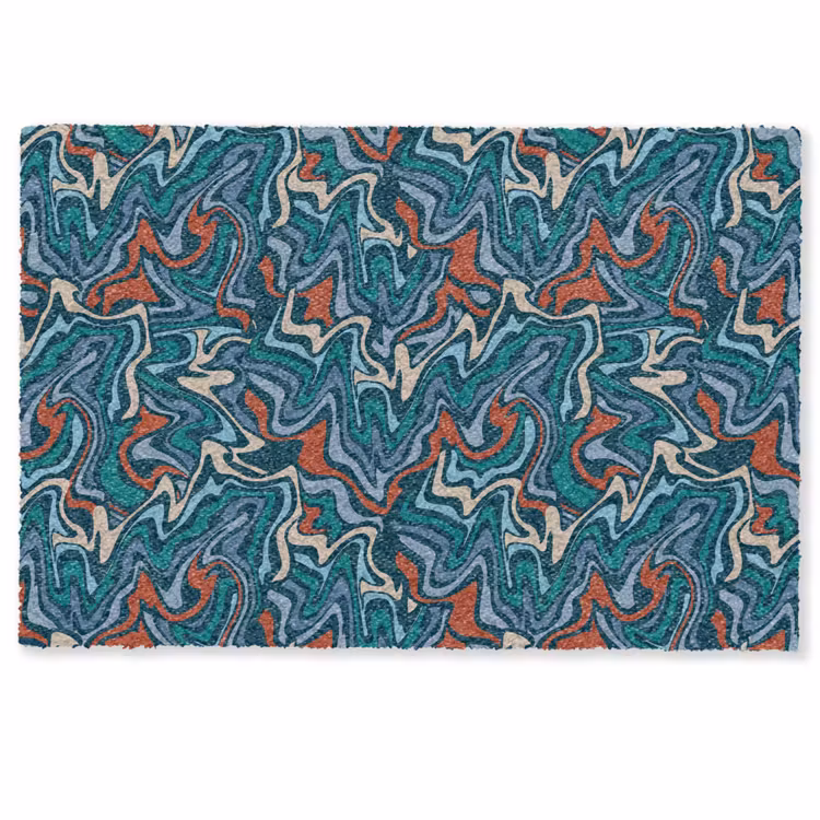 Golven - Retro - Blauw - Patroon Deurmat klein 898 -zkaufland3d