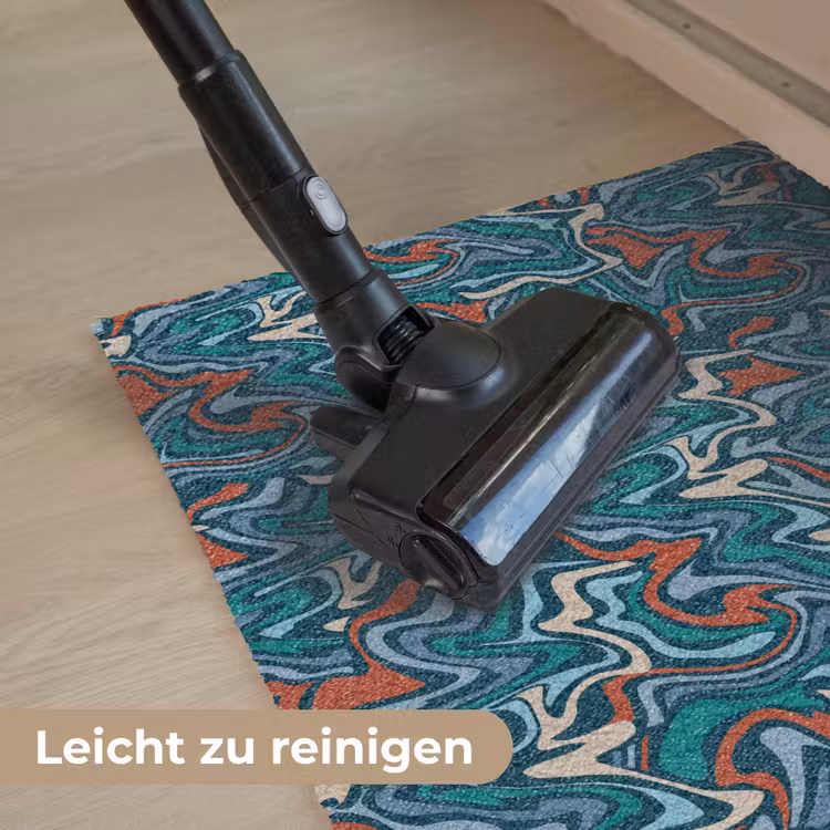 Golven - Retro - Blauw - Patroon Deurmat klein 898 -reinigen_DE
