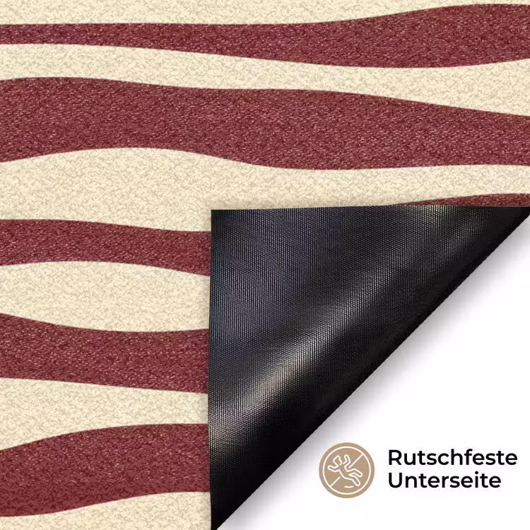 Golven - Rood - Patroon - Crème Deurmat klein 898 -antislip_DE