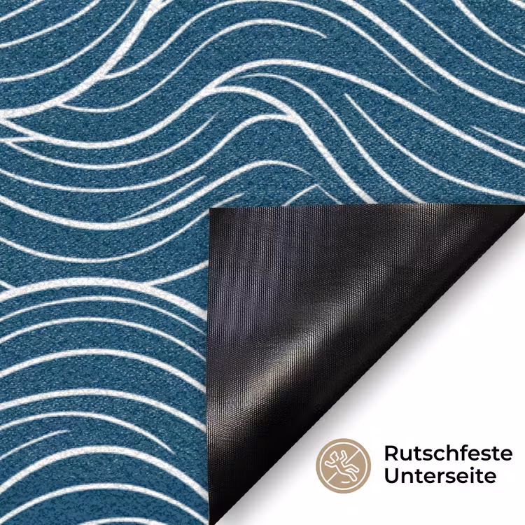 Golven - Spiraal - Water - Abstract - Blauw Deurmat klein -antislip_DE