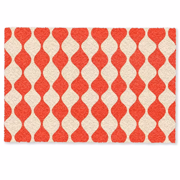 Golvend patroon - Retro - Rood - Beige Deurmat klein 898 -zkaufland3d