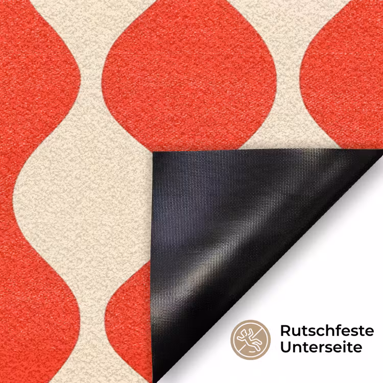 Golvend patroon - Retro - Rood - Beige Deurmat klein 898 -antislip_DE