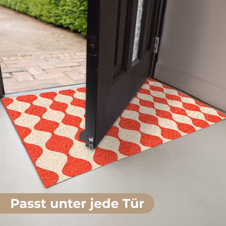Golvend patroon - Retro - Rood - Beige Deurmat klein 898 -USP_DE