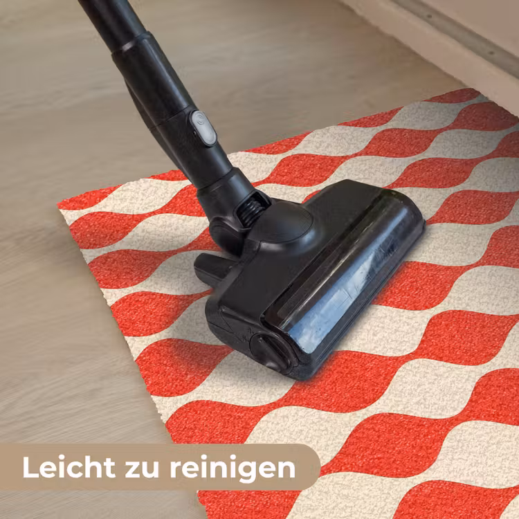 Golvend patroon - Retro - Rood - Beige Deurmat klein 898 -reinigen_DE
