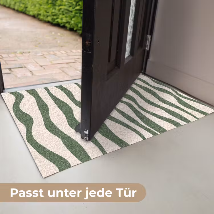 Golvende lijnen - Beige - Groen - Strepen - Abstract Deurmat klein -USP_DE
