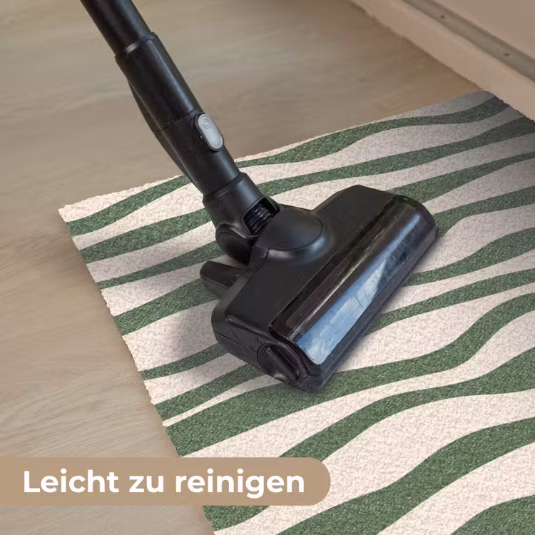 Golvende lijnen - Beige - Groen - Strepen - Abstract Deurmat klein -reinigen_DE