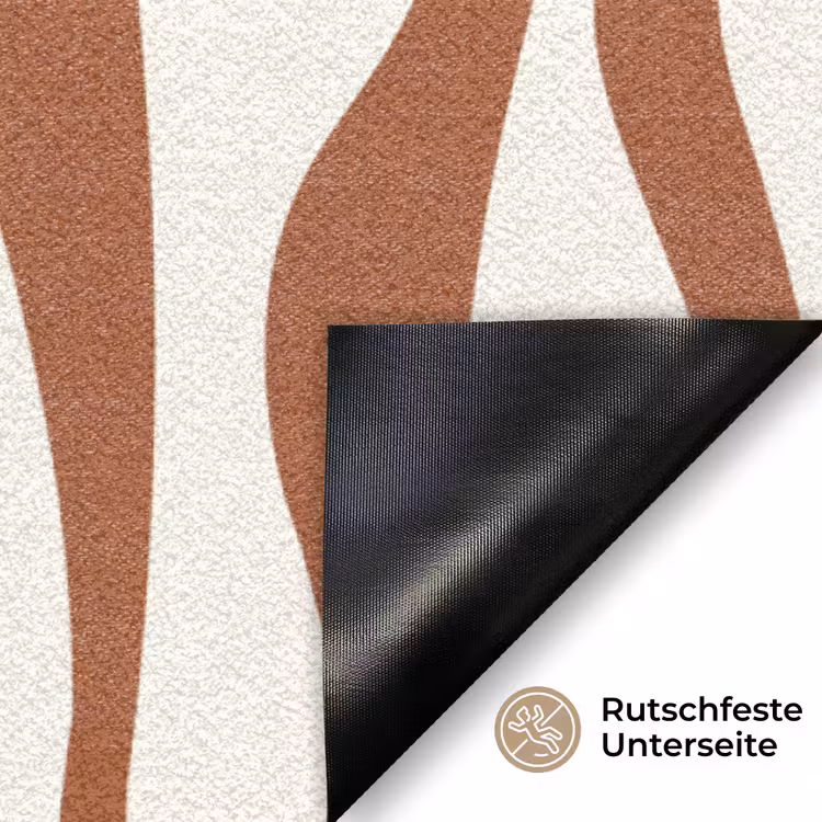 Golvende lijnen - Strepen - Beige - Bruin Deurmat klein -antislip_DE