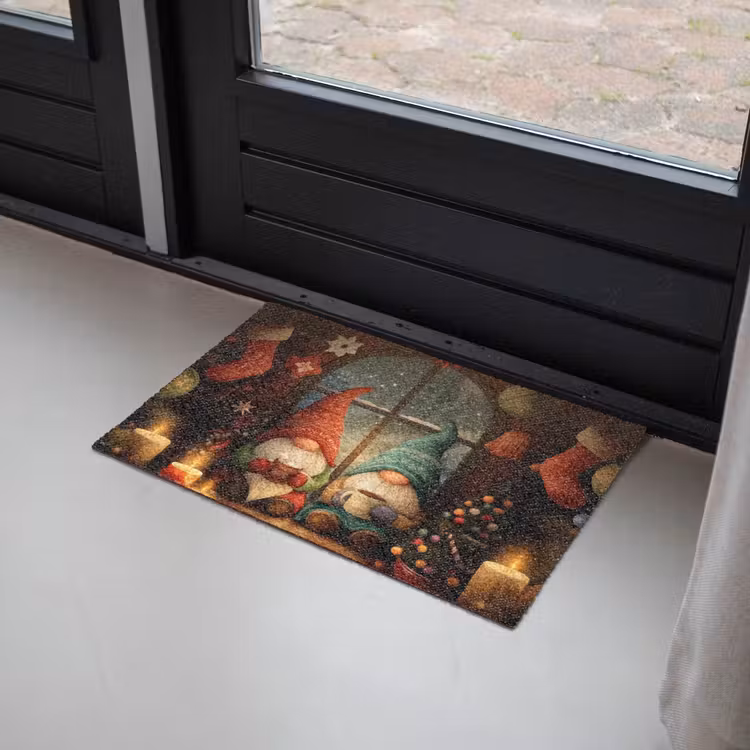 Gnooms - Kerst - Raam - Kleurrijk Deurmat klein -sfeer2
