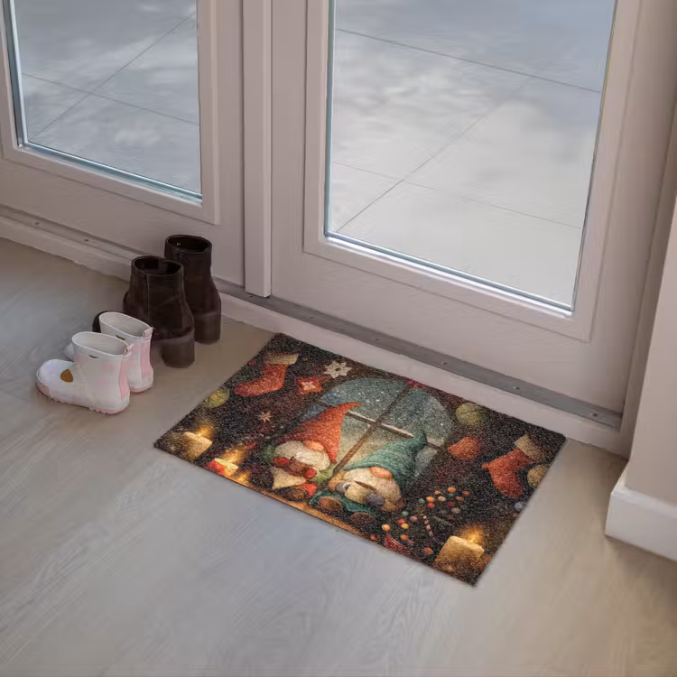 Gnooms - Kerst - Raam - Kleurrijk Deurmat klein -sfeer3