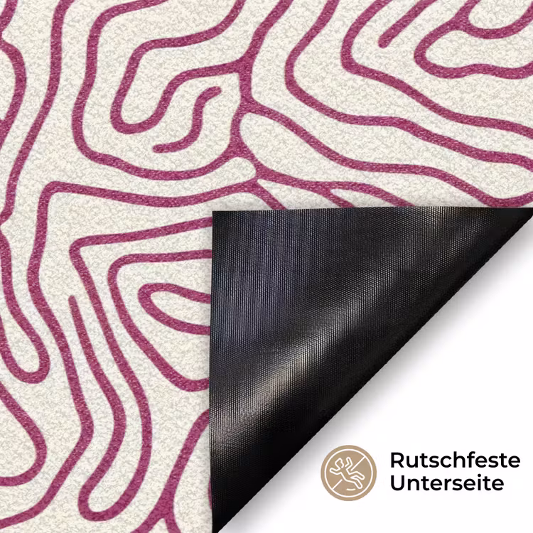 Kronkelende lijn - Magenta - Crème Deurmat klein 898 -antislip_DE