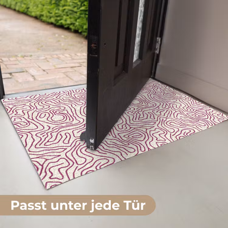 Kronkelende lijn - Magenta - Crème Deurmat klein 898 -USP_DE
