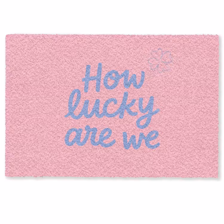 How lucky are we - Klavervier - Roze - Blauw Deurmat klein -zkaufland3d