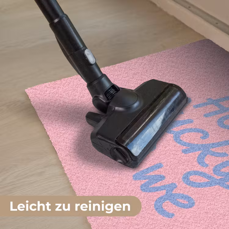 How lucky are we - Klavervier - Roze - Blauw Deurmat klein -reinigen_DE