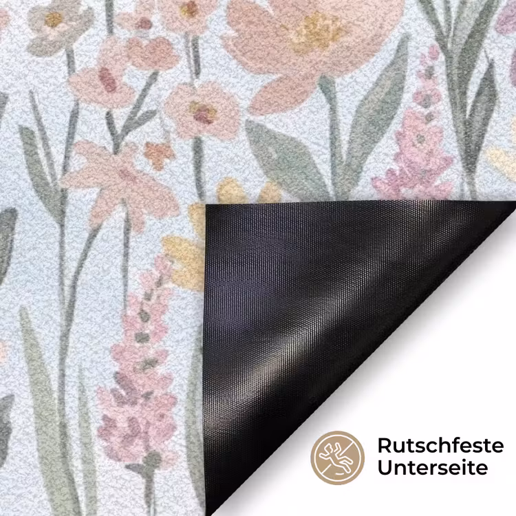 Weidebloemen - Illustratie - Kleurrijk Deurmat klein -antislip_DE