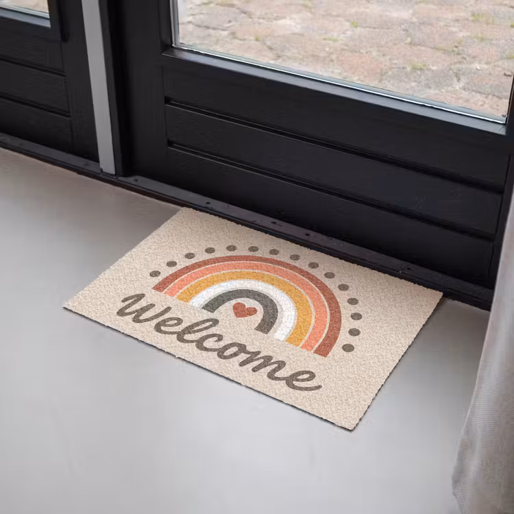Welkom - Regenboog - Kleurrijk Deurmat klein -sfeer2
