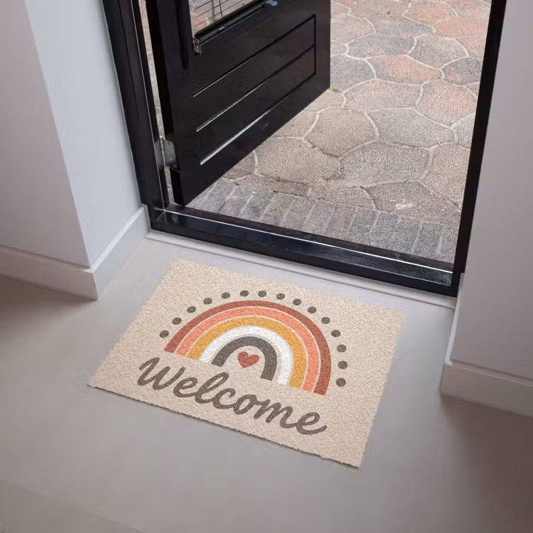 Welkom - Regenboog - Kleurrijk Deurmat klein -sfeer5