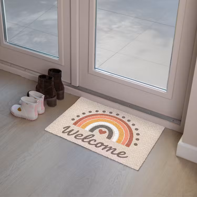 Welkom - Regenboog - Kleurrijk Deurmat klein -sfeer3