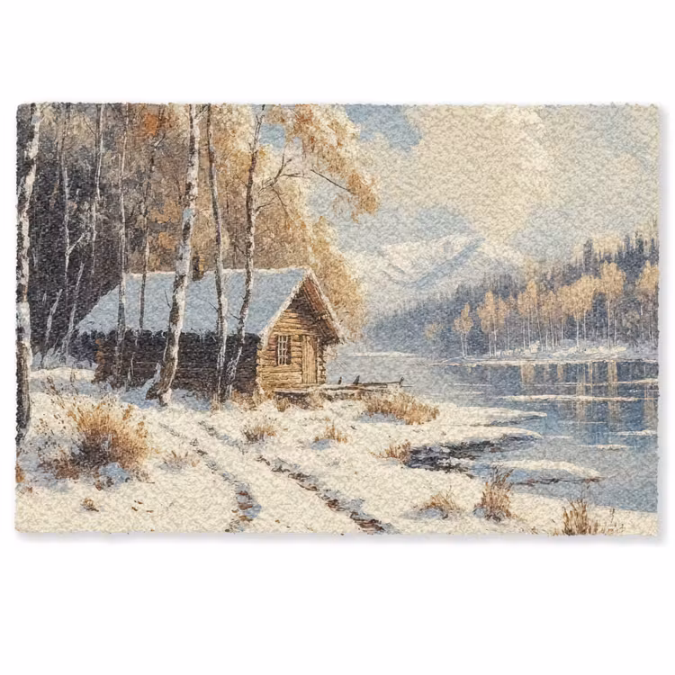 Winter - Sneeuw - Huis - Natuur Deurmat klein -zkaufland3d