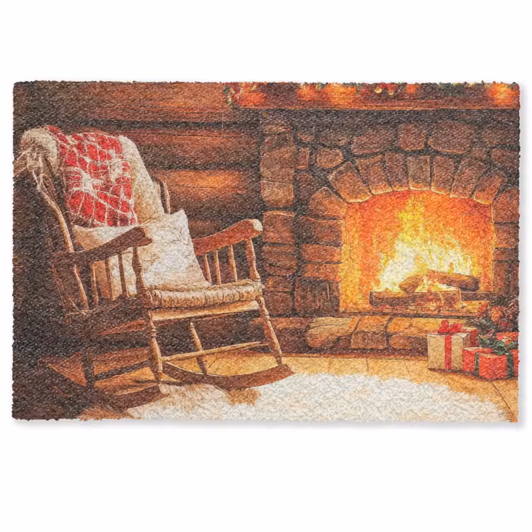 Winter - Kerst - Huis - Openhaard Deurmat klein -zkaufland3d
