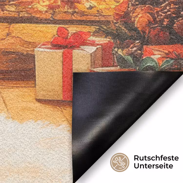 Winter - Kerst - Huis - Openhaard Deurmat klein -antislip_DE