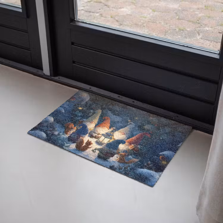 Winter - Gnooms - Eekhoorns - Meerkleurig Deurmat klein -sfeer2