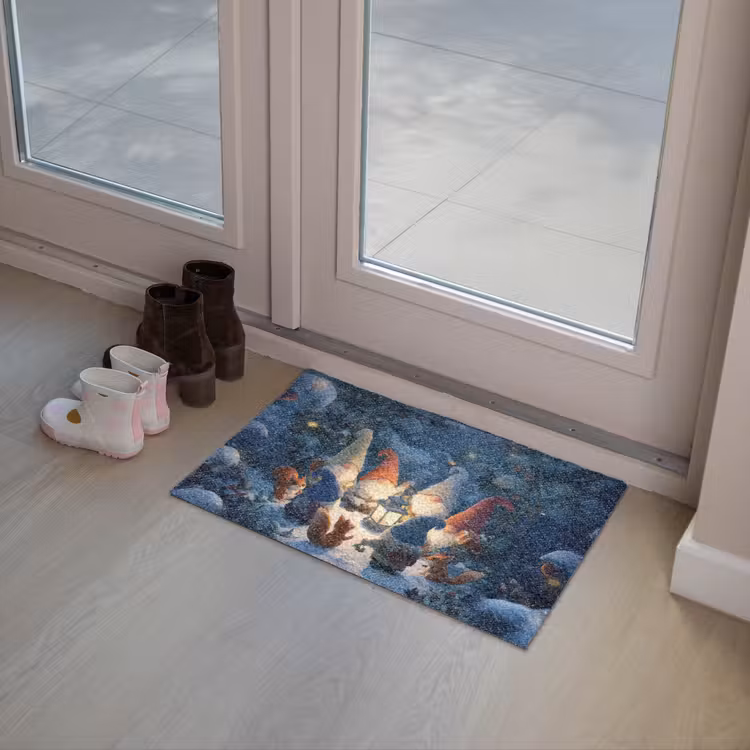 Winter - Gnooms - Eekhoorns - Meerkleurig Deurmat klein -sfeer3