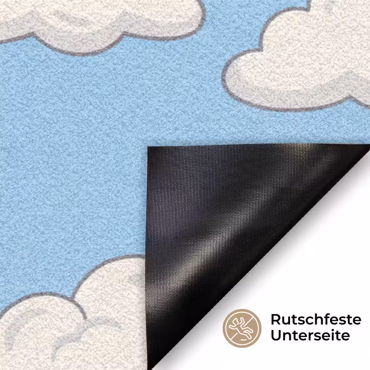 Wolk - Cartoon - Lucht - Blauw - Wit Deurmat klein -antislip_DE
