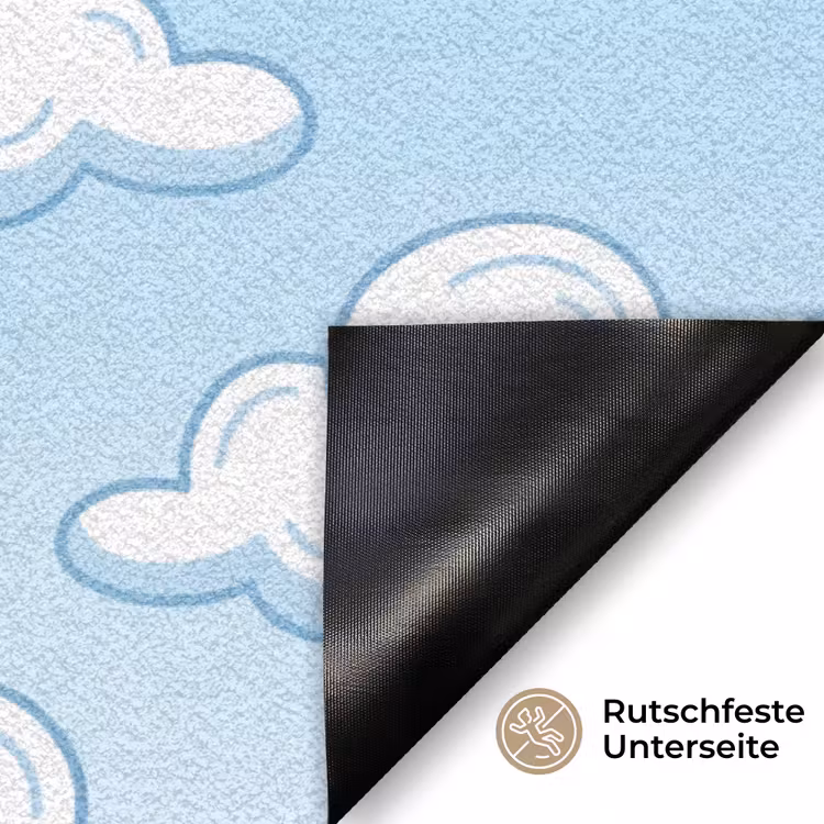 Wolk - Lucht - Cartoon - Blauw - Wit Deurmat klein -antislip_DE