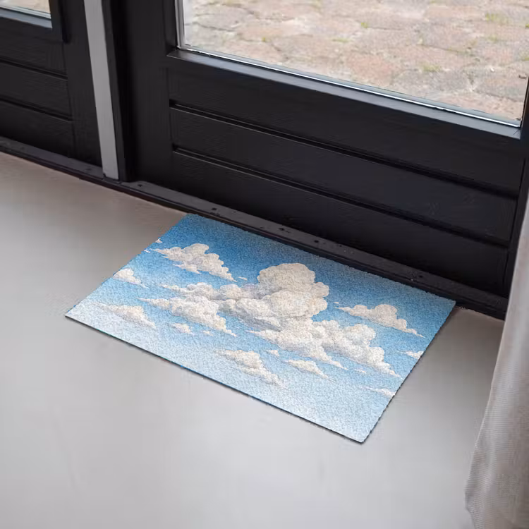 Wolken - Blauwe lucht - Natuur - Modern - Wit Deurmat klein -sfeer2