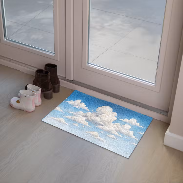 Wolken - Blauwe lucht - Natuur - Modern - Wit Deurmat klein -sfeer3