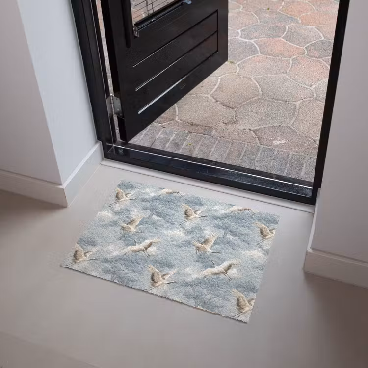 Wolken - Kraanvogels - Blauw Deurmat klein 898 -sfeer5