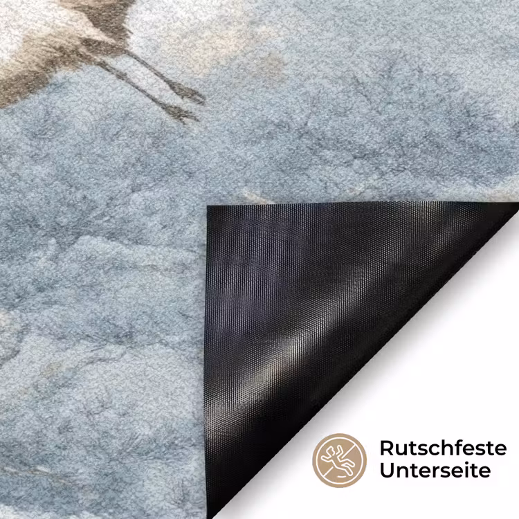 Wolken - Kraanvogels - Blauw Deurmat klein 898 -antislip_DE
